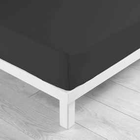 Черен еластичен памучен чаршаф 90x190 cm Lina – douceur d'intérieur