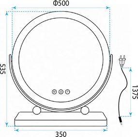 Огледало LED MAKE-UP Black 50 cm