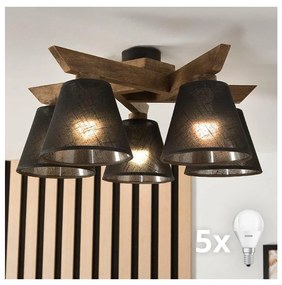 Brilagi - LED плафониера ANTHONY 5xE14/40W/230V дъб/черна