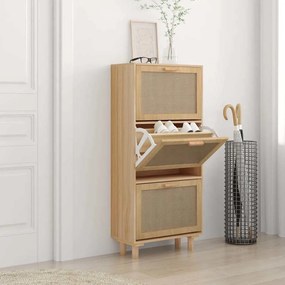 345650 vidaXL Шкаф за обувки кафяв 52x25x115 см инженерно дърво и ратан