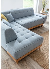 Светлосин ъглов разтегателен диван ляв ъгъл, Dazzling Daisy - Miuform