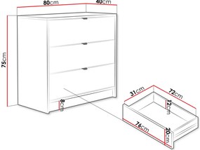 Скрин с чекмеджета Tireno 3SZ-Mpez