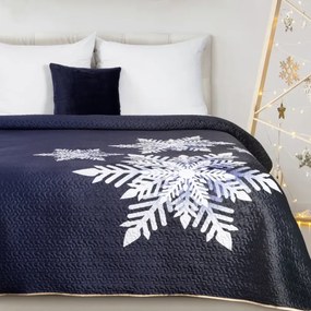 Коледна ватирана покривка за легло с принт на снежинки Ширина: 220 см | Дължина: 240 см