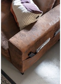 Кафяв разтегателен ъглов диван от изкуствена кожа (ляв ъгъл) Lofty Lilly – Miuform