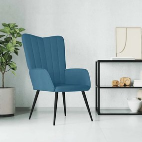 327687 vidaXL Релаксиращ стол, син, кадифе