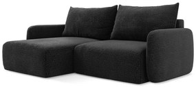 Черен разтегателен ъглов диван с място за съхранение (ляв ъгъл) Kalena – Makamii
