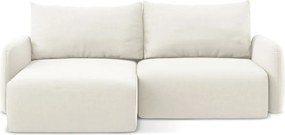 Кремав кадифен сгъваем/с място за съхранение ъглов диван (ляв ъгъл) Kalena – Makamii