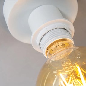 Модерна таванна лампа матово бяла с черен абажур 45 см - Combi