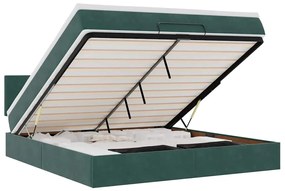 3312569 vidaXL Османска легло с матрак и LED, тъмнозелено, 180x200 см, кадифе