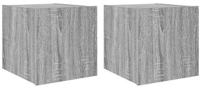 837229 vidaXL Стенни ТВ шкафове с LED лампи, 2 бр, сив сонома, 30,5x35x30 см