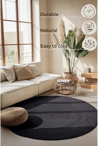 Черен двустранен ръчно изработен ютен кръгъл килим ø 140 cm Braided – Hanse Home