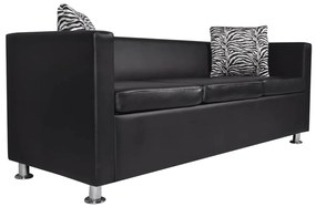 242648 vidaXL Диван 3-местен, изкуствена кожа, черен