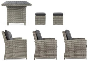 Сив градински комплект от за отдих от изкуствен ратан за 6 Ariel – Bizzotto