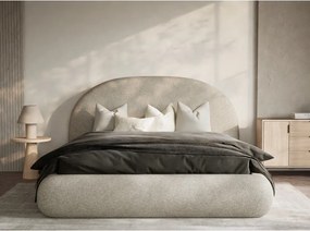 Бежово двойно легло 140x200 cm тапицирано с място за съхранение с включена подматрачна рамка Maumere – Maison de Rêve