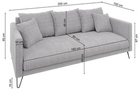 Светлосив шенилов диван 200 cm Freya – Ropez