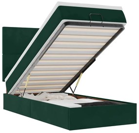 3313364 vidaXL Османска легло с матраци, тъмнозелено, 80x200 см, кадифе