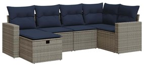 3325387 vidaXL Градински диван с възглавници, 6 части, полиратан, сив