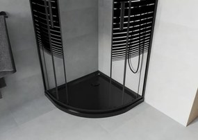 Mexen Rio душ кабина полукръгла 80 x 80 см, черни ленти, черна + корито Flat, черно - 863-080-080-70-20-4170B