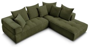 Зелен шенилов ъглов диван (десен ъгъл/L форма) Whesley – Bobochic Paris