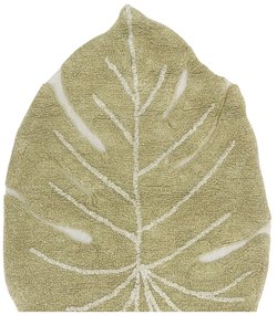 Ръчно изработен памучен детски килим подходящ за пране в цвят каки 75x100 cm Mini Monstera Olive – Lorena Canals