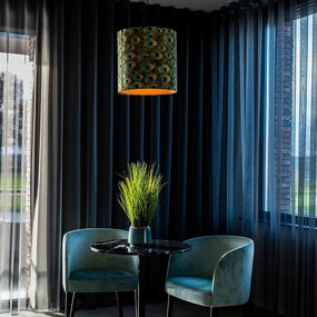 Абажур от кадифе с дизайн на паун 40/40/40 със златен интериор