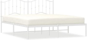 373841 vidaXL Метална рамка за легло с горна табла, бяла, 160x200 см