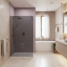 Параван за душ Rea Flexi Grey / Brush Gold 120