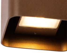 Модерна стенна лампа ръждиво кафява с LED IP54 квадратна - Evi
