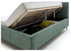 Зелено двойно легло 180x200 cm тапицирано с място за съхранение с включена подматрачна рамка Lizzano – Meise Möbel
