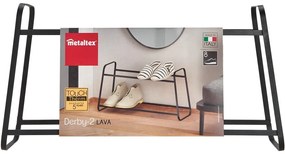 Черна двуетажна етажерка за обувки Derby - Metaltex