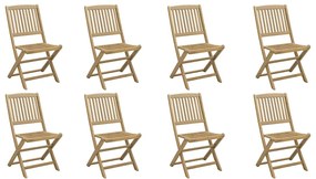 3214233 vidaXL Сгъваеми градински столове 8 бр 48,5x57x90 см акация масив