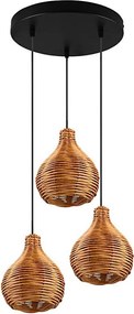 Reality - Полилей на кабел SPROUT 3xE14/40W/230V кафяв/ратан