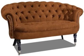 Двуместно канапе Chesterfield Deluxe в цвят винтидж коняк, 152/82/82 см