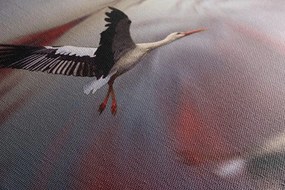 Картина на платно – Щъркели на абстрактен фон