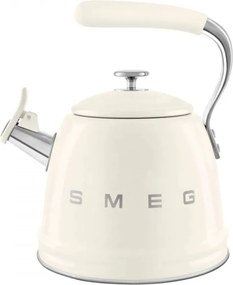 Свирещ чайник Smeg WKF01CR, 2.3 л, Индукция, Ненагряваща се дръжка, Стомана, Крем