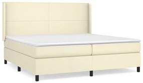 3132401 vidaXL Боксспринг легло с матрак, кремаво, 200x200 см, изкуствена кожа