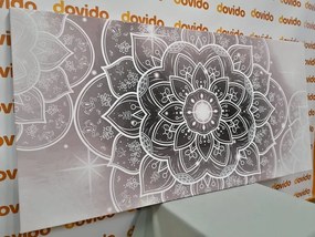 Картина на платно – Ориенталска Мандала в черно-бял вариант