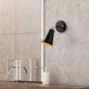 Стенна лампа в черно и златисто ø 10 cm Evander – Opviq lights