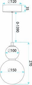 LED висящ полилей LHJ112-2CP четкано злато