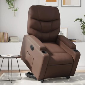3204674 vidaXL Електрически изправящ реклайнер стол, кафяв, изкуствена кожа