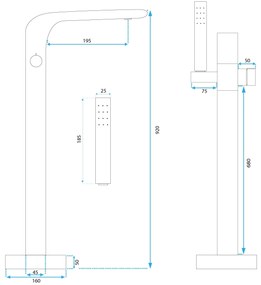 Cмесител-свободно стоящ  Rea CLARK CHROME