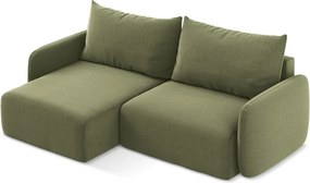 Зелен кадифен сгъваем/с място за съхранение ъглов диван (ляв ъгъл) Kalena – Makamii