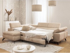 Бежов шенилов ъглов диван (ляв ъгъл L форма) Marbeya – Ropez