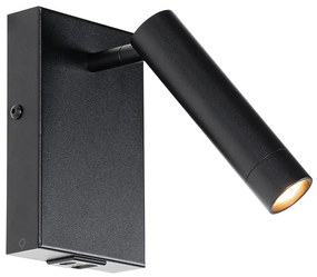 Модерна стенна лампа черна с регулируем USB - Croft