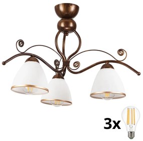Brilagi - LED Полилей за повърхностен монтаж ANTICO 3xE27/60W/230V бронзова патина