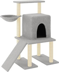 172077 vidaXL Котешко дърво със сизалени стълбове, светлосиво, 96,5 см