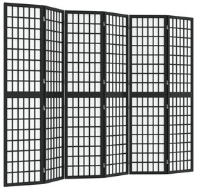 352082 vidaXL Параван за стая, 6 панела, японски стил, 240x170 cм, черен