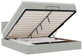 3312572 vidaXL Османска легло с матраци и LED, светлосиво, 200x200 см, кадифе