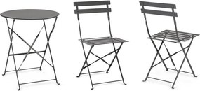 Антрацитен стоманен градински комплект за хранене за 2 Austin – Bizzotto