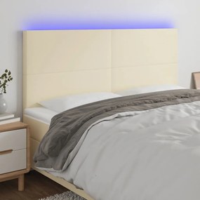 3122254 vidaXL LED горна табла за легло, кремава, 200x5x118/128 см